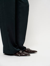 Dante 6 Jules Creased Satiinihousut Tummanvihreä