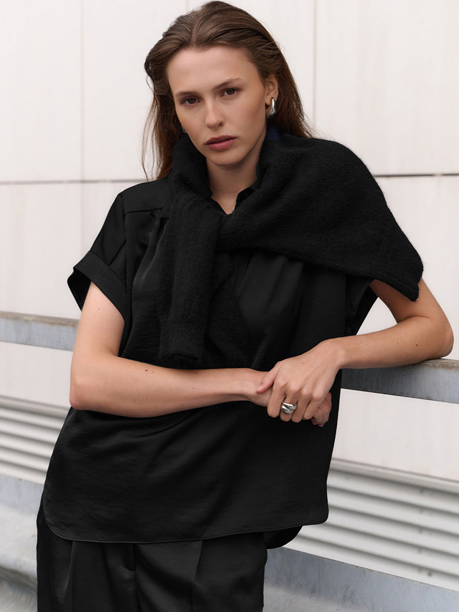 Dante 6 Zelena Lyhythihainen satiinipusero Musta