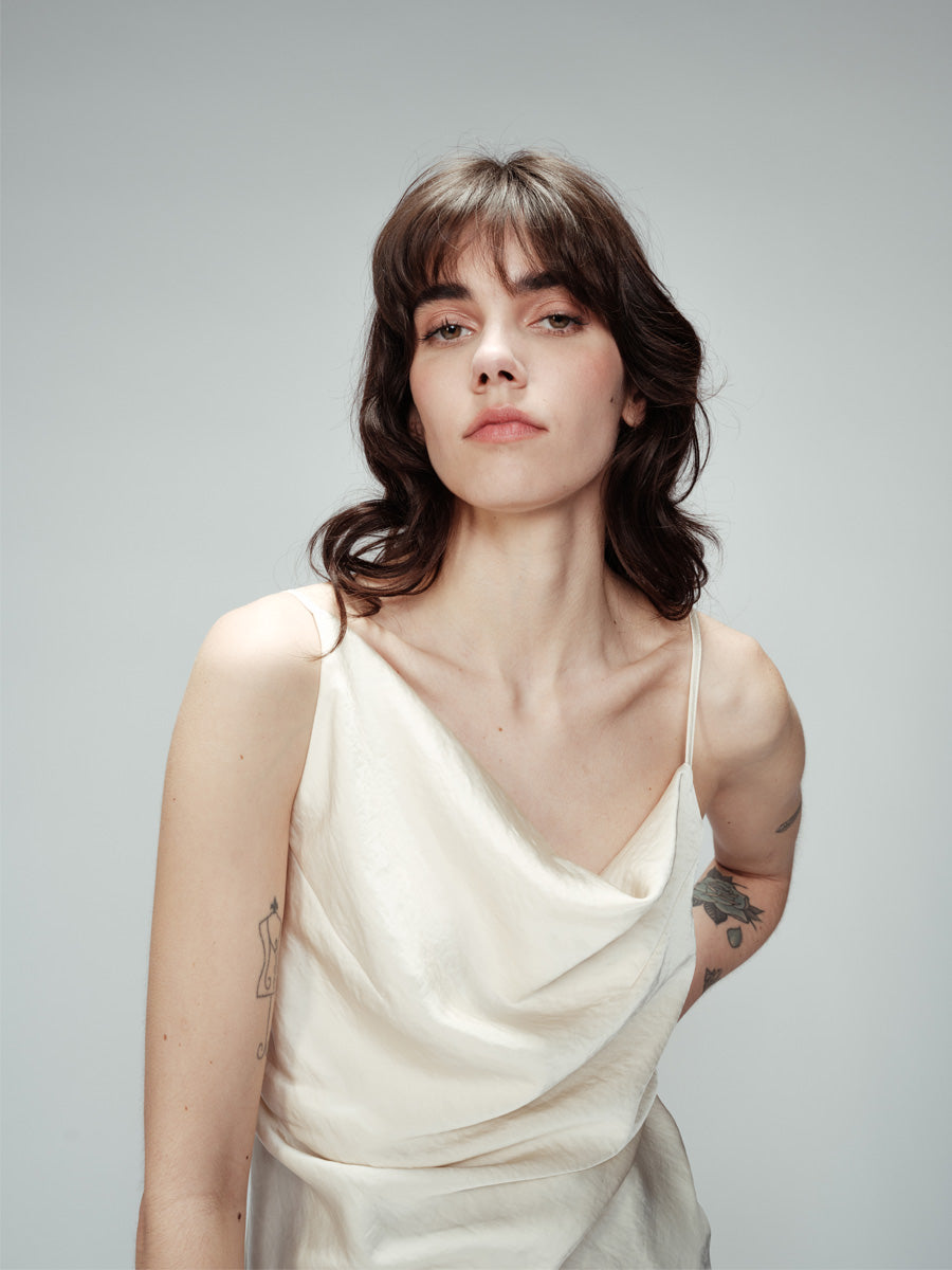 Grace & Mila Owen Satiinitoppi Luonnonvalkoinen