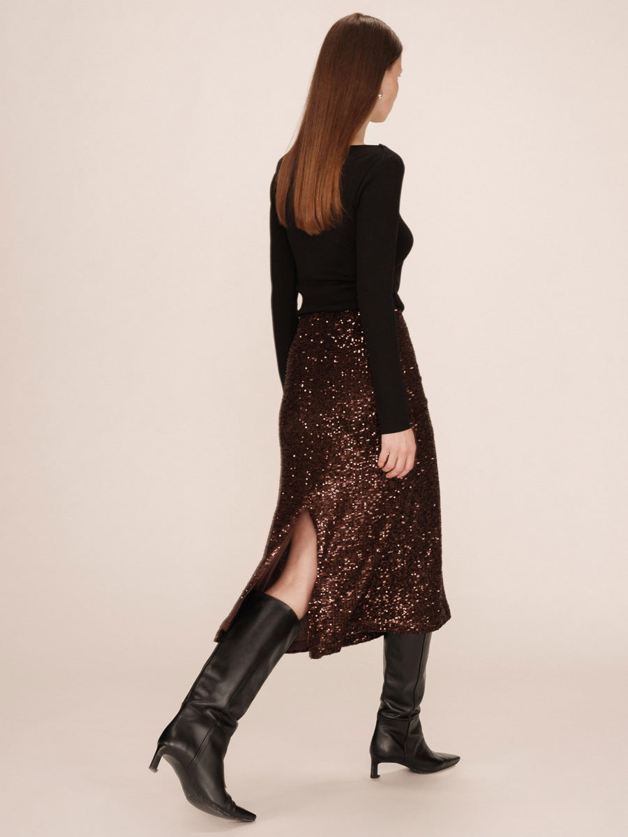 Grace & Mila Tailana Paljettihame Ruskea