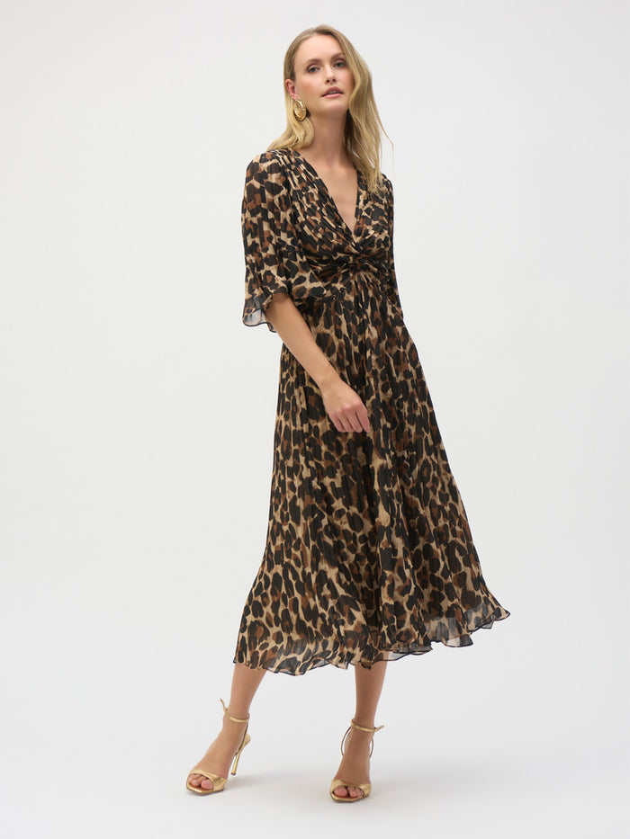 Joseph Ribkoff Sifonkinen eläinkuosillinen midimittainen juhlamekko ruskea/musta