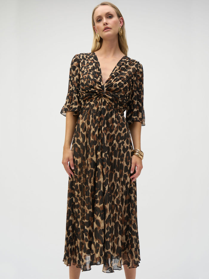 Joseph Ribkoff Sifonkinen eläinkuosillinen midimittainen juhlamekko ruskea/musta