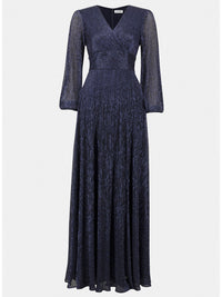 Plissé mesh wrap-front gown