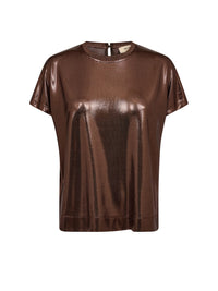 Mos Mosh Nivola Metallinhohtoinen T-Paita Ruskea Pronssi