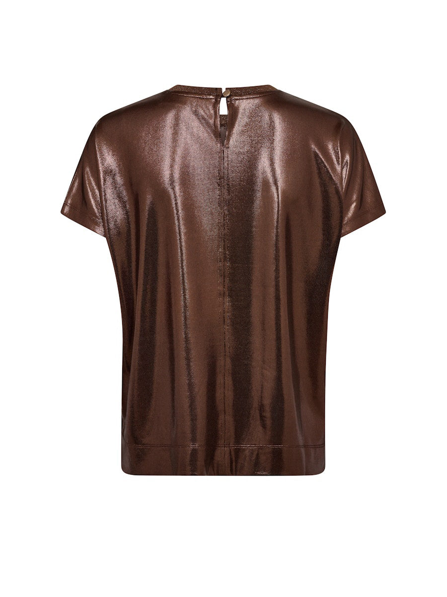 Mos Mosh Nivola Metallinhohtoinen T-Paita Ruskea Pronssi