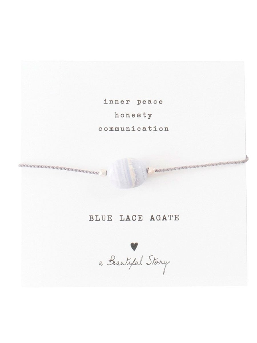 A Beautiful Storyn Blue Lace Agate Gemstone card. 