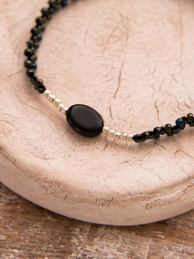 A Beautiful Story Emotion Black Onyx Silver Bracelet