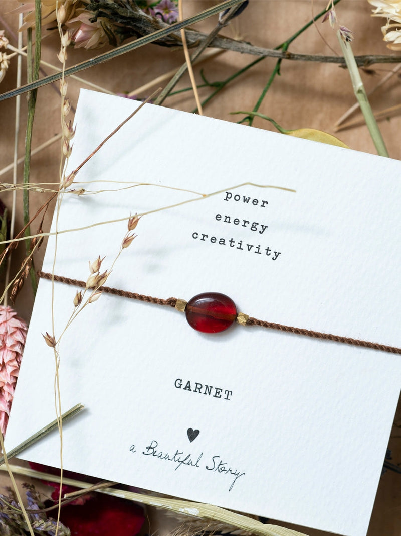 A Beautiful Story Gemstone Card Bracelet Garnet