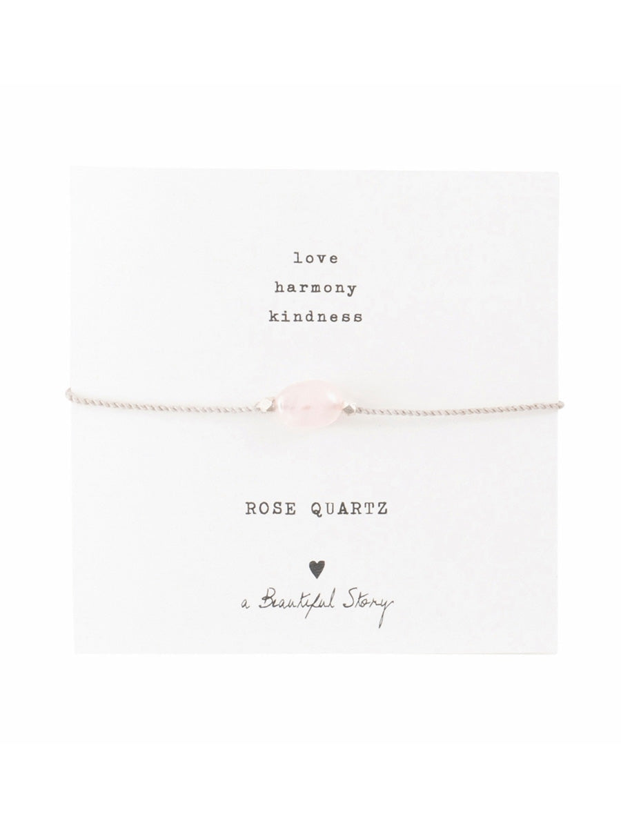 A Beautiful Story Gemstone Card Bracelet Rose Quartz