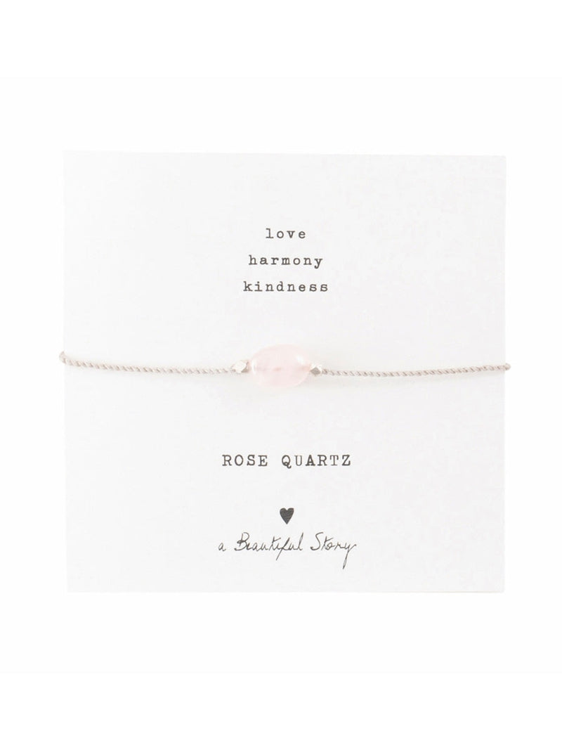 A Beautiful Story Gemstone Card Bracelet Rose Quartz