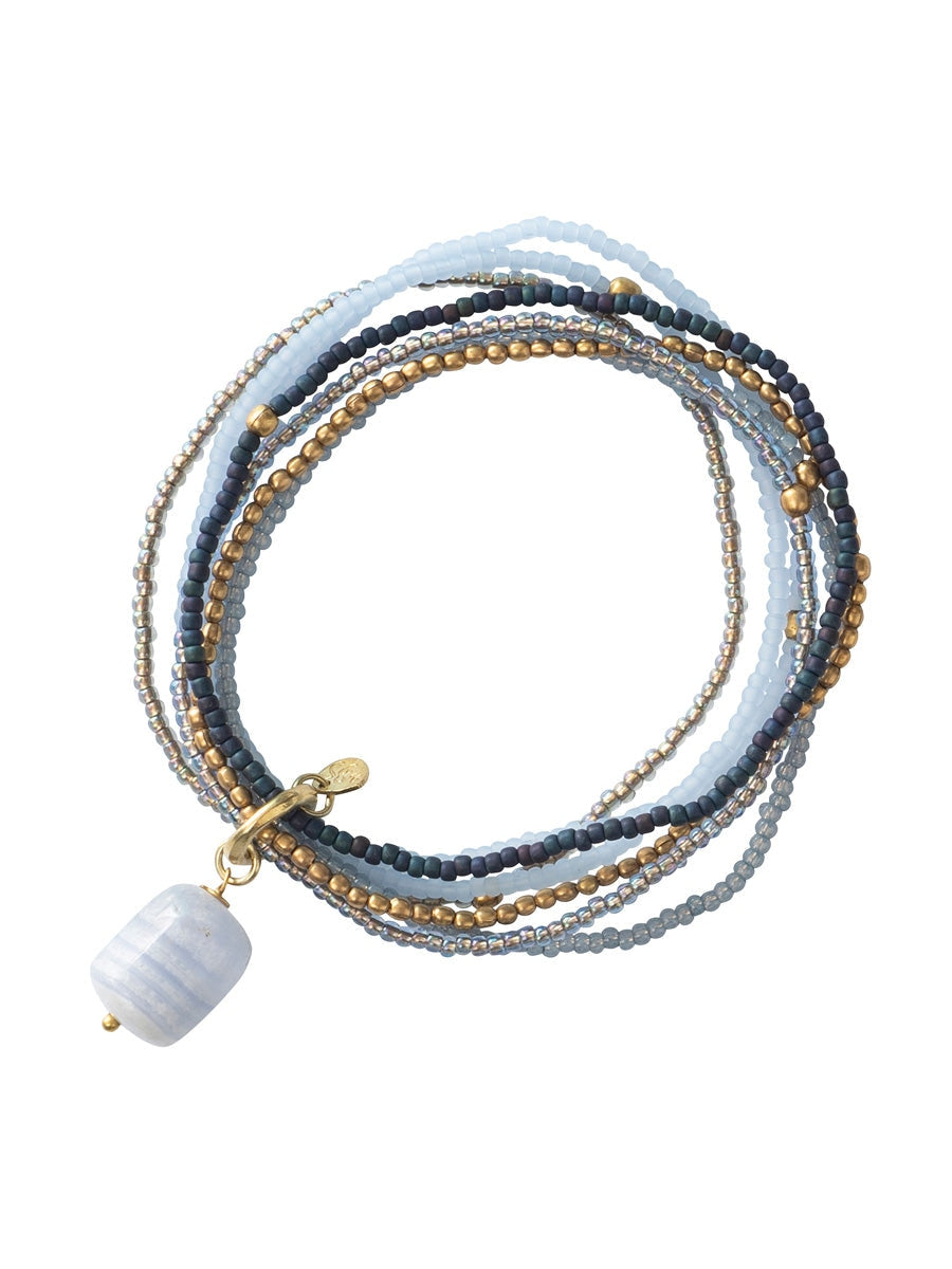 A Beautiful Story Nirmala Gold Bracelet Blue Lace Agate