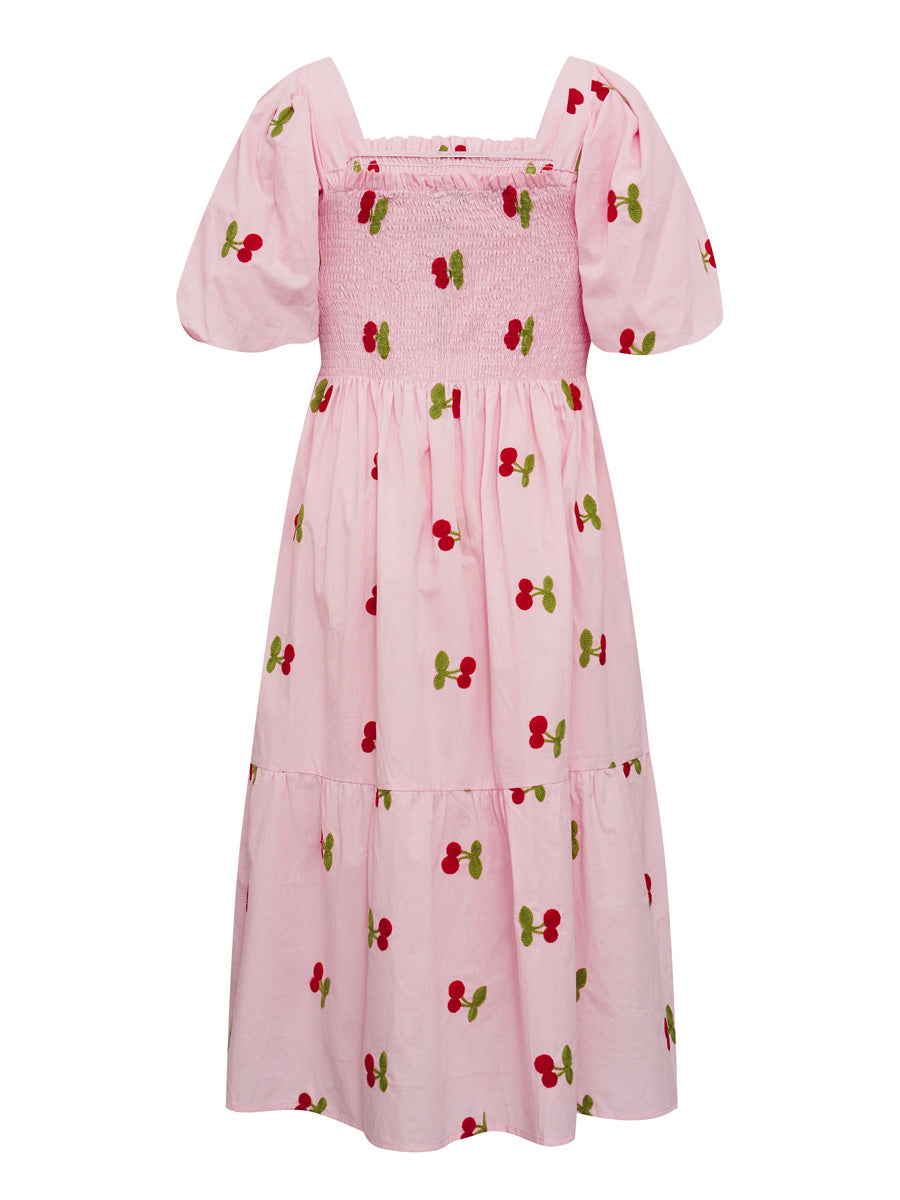 A-VIEW Cheri Kirsikkaprintti Mekko Vaaleanpunainen