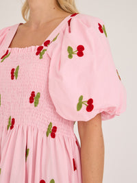 A-VIEW Cheri Kirsikkaprintti Mekko Vaaleanpunainen