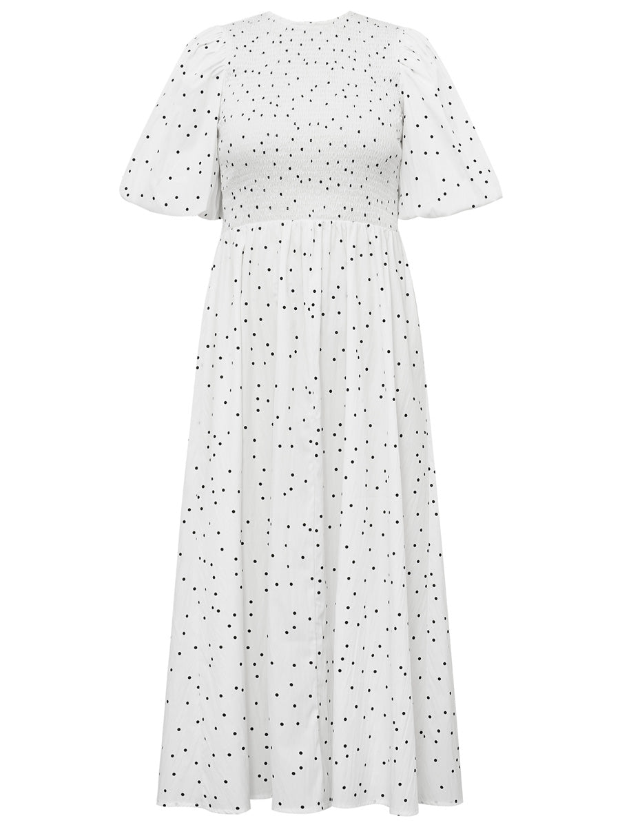 A-VIEW Tabita Pilkullinen Maksimekko Valkoinen