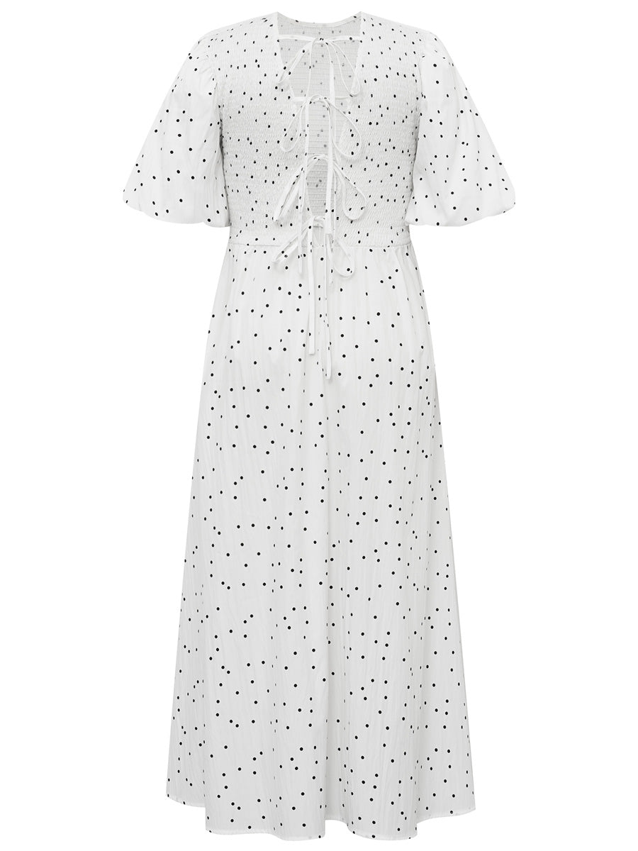 A-VIEW Tabita Pilkullinen Maksimekko Valkoinen