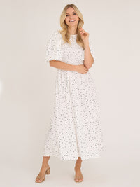 A-VIEW Tabita Pilkullinen Maksimekko Valkoinen