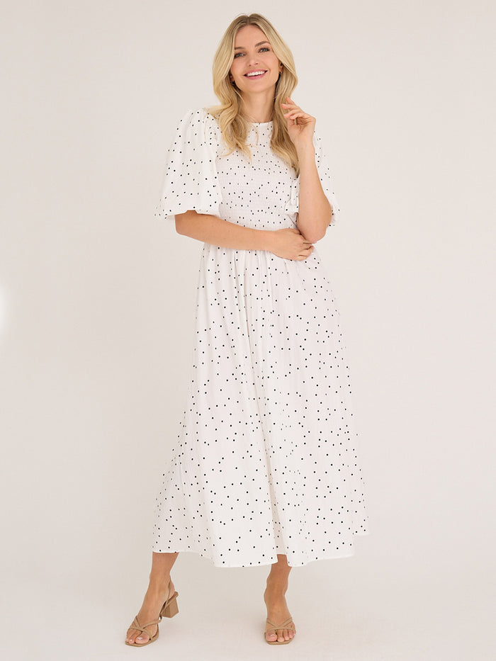 A-VIEW Tabita Pilkullinen Maksimekko Valkoinen