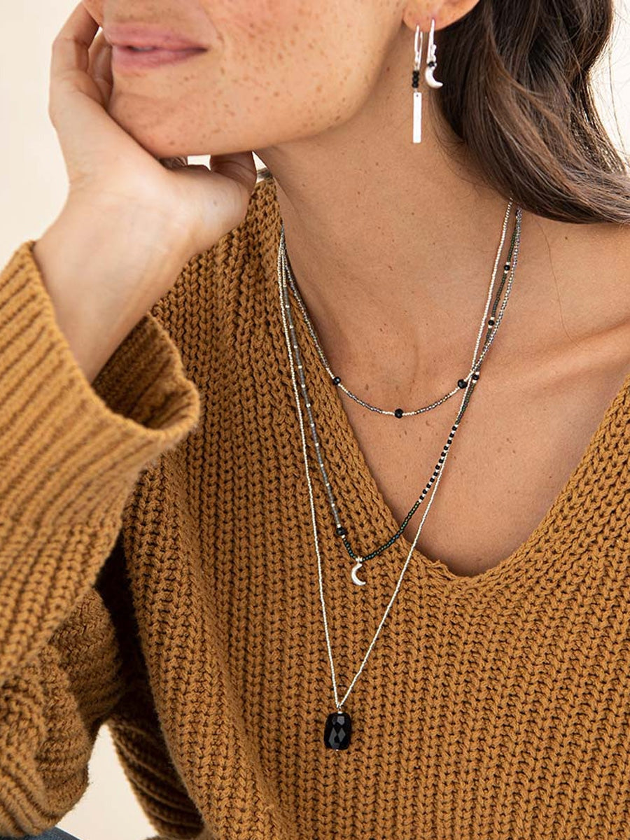 A Beautiful Story Calm Silver Necklace Black Onyx