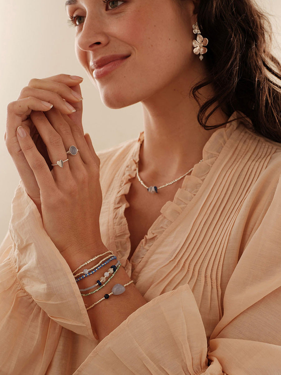 A Beautiful Story Surprise Sininen Pitsiakaatti Lapis Lazuli Hopea Rannekoru