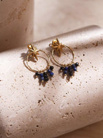 A Beautiful Story Victory Gold Earrings Black Onyx Lapis Lazuli