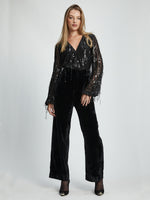 Bardot Celestial sequin wrap bodysuit Black