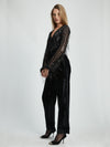 Bardot Celestial sequin wrap bodysuit Black