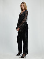 Bardot Celestial sequin wrap bodysuit Black
