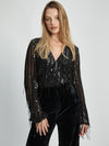 Bardot Celestial sequin wrap bodysuit Black