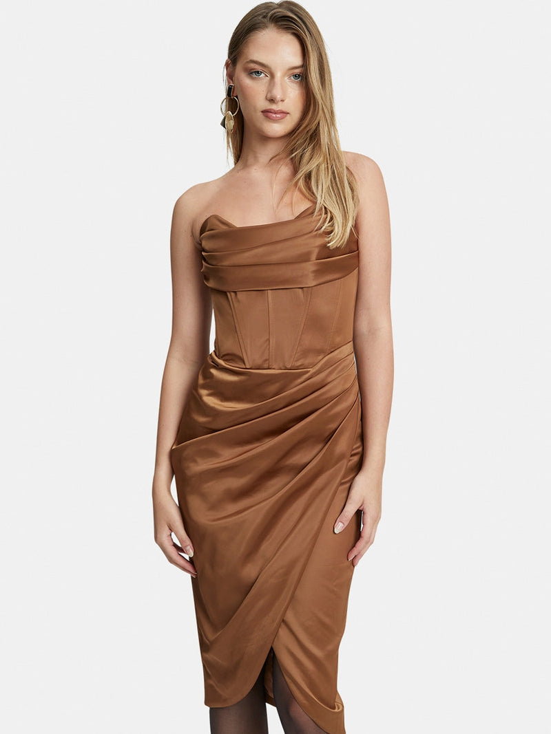 Bardot Jamila Corset Dress Toffee