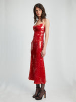 Bardot Karina Sequin Maxi Dress Fire Red