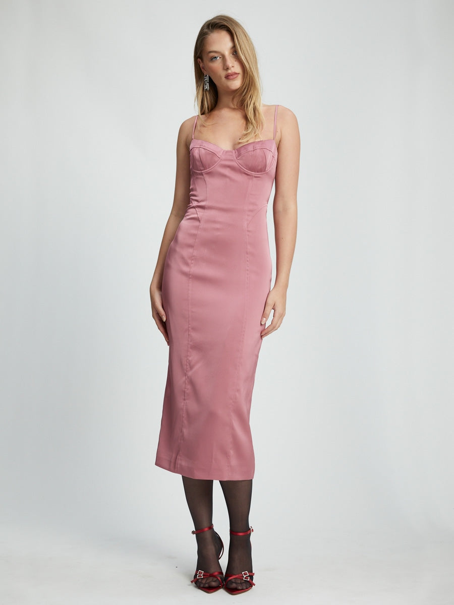 Bardot Landon Structured Midi Dress Mauve