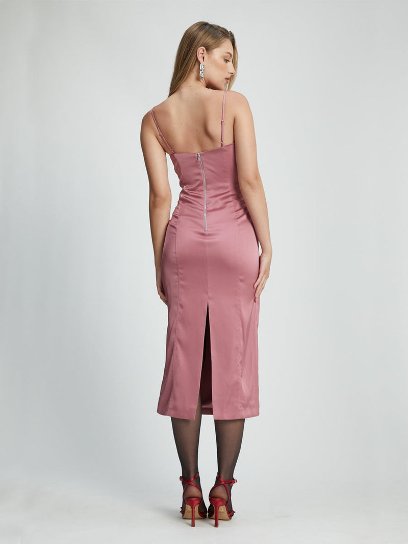 Bardot Landon Structured Midi Dress Mauve