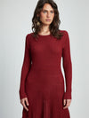 Bardot Rina Pleated Knit Dress Burgundy