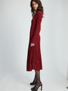 Bardot Rina Pleated Knit Dress Burgundy