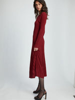 Bardot Rina Pleated Knit Dress Burgundy