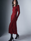 Bardot Rina Pleated Knit Dress Burgundy