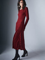 Bardot Rina Pleated Knit Dress Burgundy