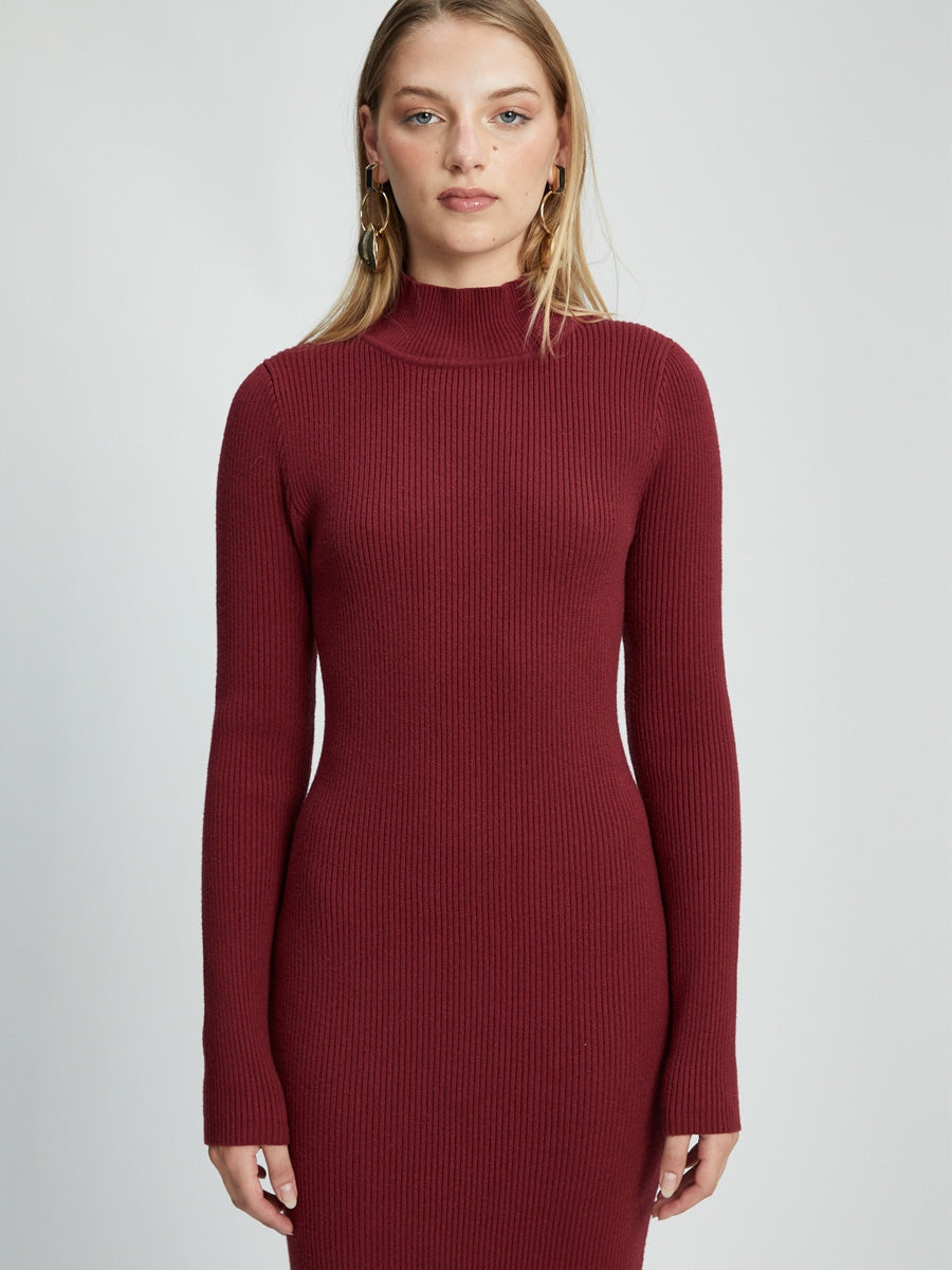 Bardot Tilda Turtleneck Knit Dress Burgundy
