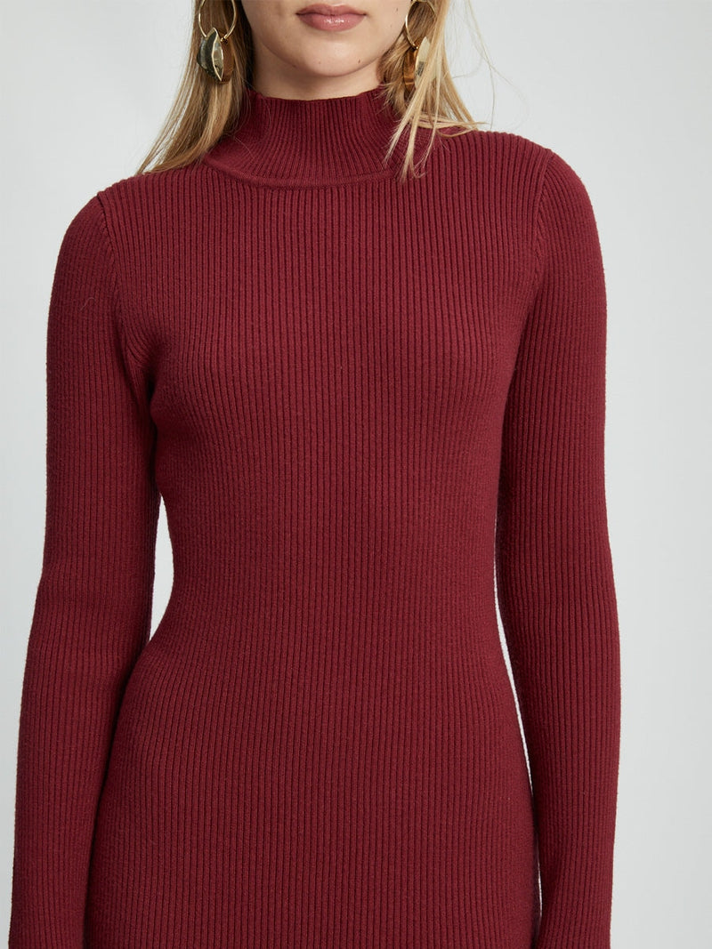 Bardot Tilda Turtleneck Knit Dress Burgundy