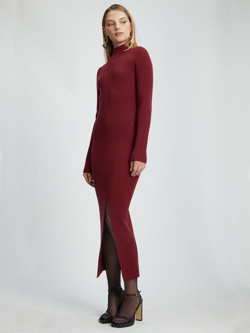 Bardot Tilda Turtleneck Knit Dress Burgundy