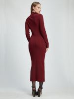 Bardot Tilda Turtleneck Knit Dress Burgundy