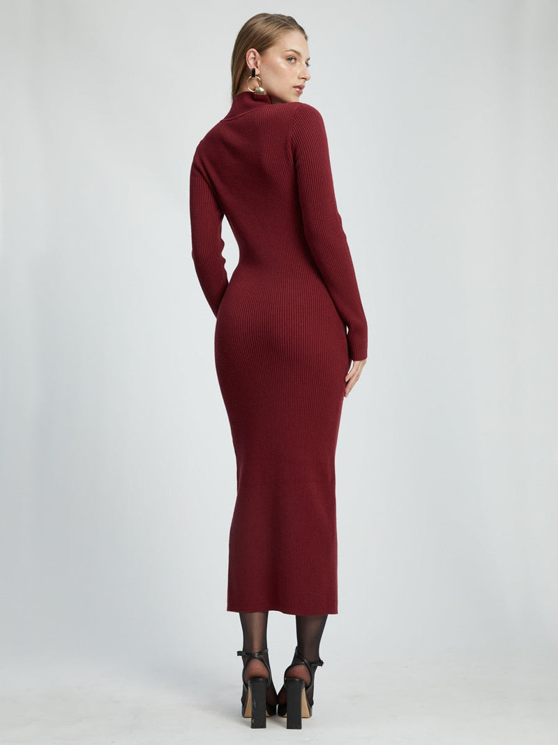 Bardot Tilda Turtleneck Knit Dress Burgundy