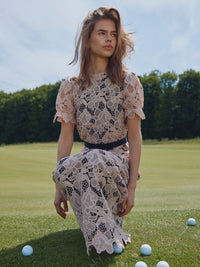 Bruuns Bazaar GeonomaBBSylvana Pitkä Pitsinen Juhlamekko Vaaleanpunainen/Musta