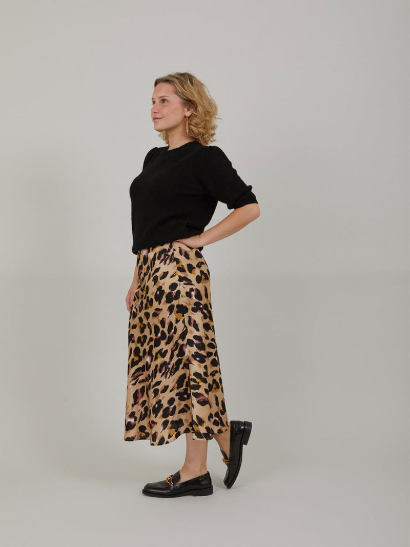 Coster Copenhagen Skyler Mid Length Printed Skirt Sand Brown Print
