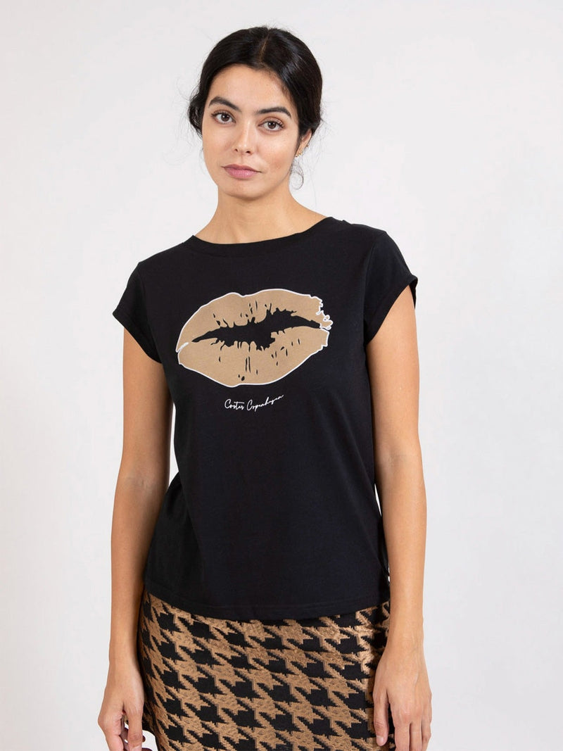 Tee With Velvet Kiss Print T-Paita