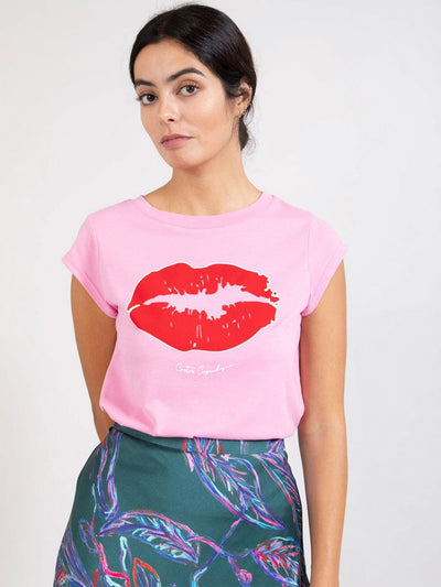 Tee With Velvet Kiss Print T-Paita