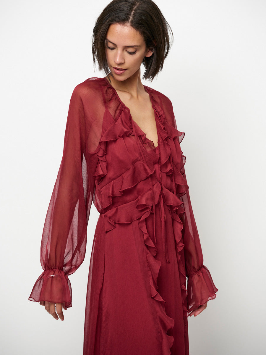 Dante 6 Elivia Röyhelömekko Viininpunainen