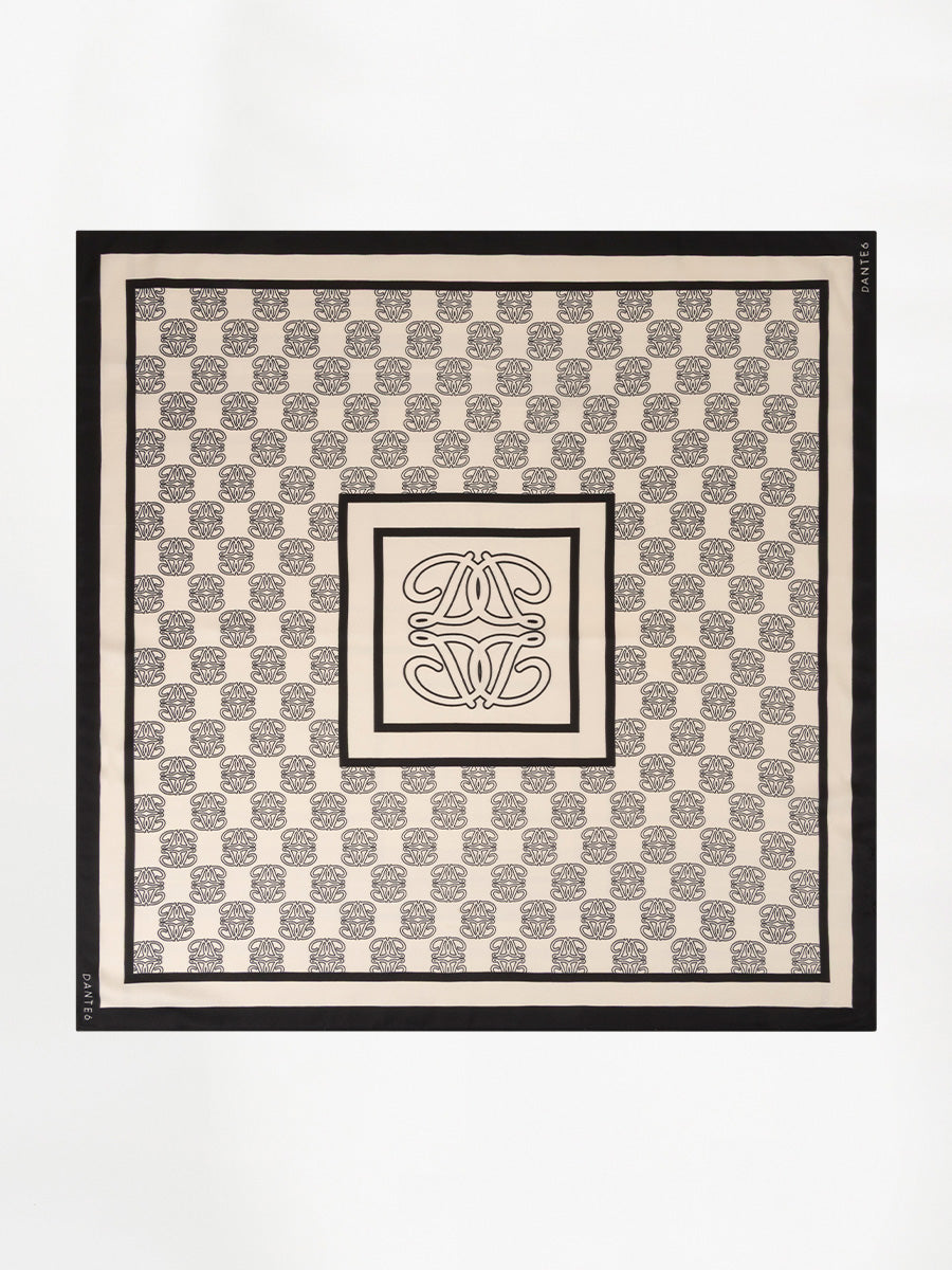 Dante 6 Monogram Kuviollinen Huivi Musta/valkoinen