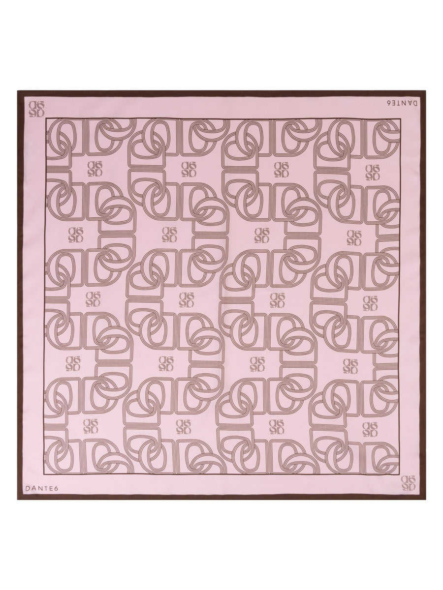 Dante 6 Monogram Satiinihuivi Vaaleanpunainen