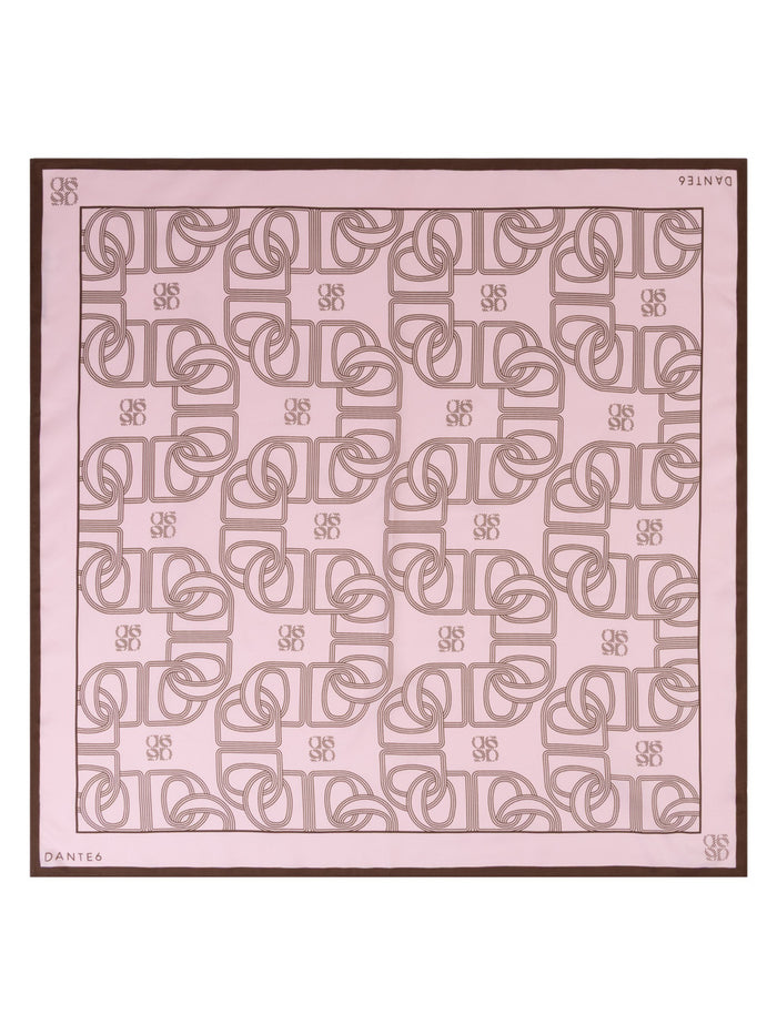 Dante 6 Monogram Satiinihuivi Vaaleanpunainen
